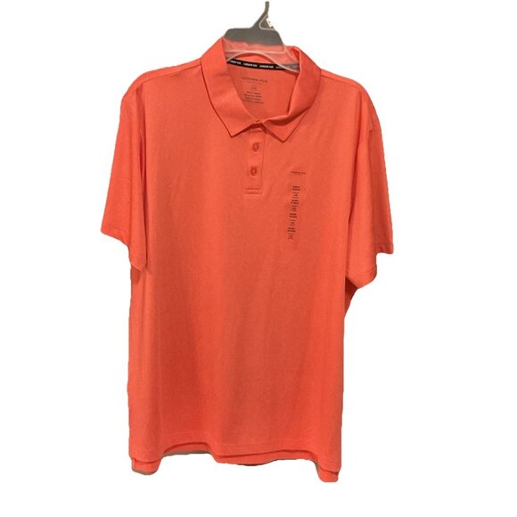London Fog Men's Poly Textured Space Dye Polo Large Fizzy Coral NWT - Picture 1 of 6